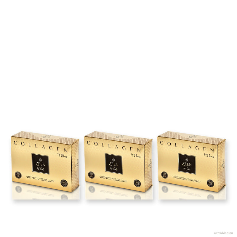 Kolagénová kúra 90 dní — 3× ZEEN Collagen Lemon 7200 mg, packshoty GrowMedica
