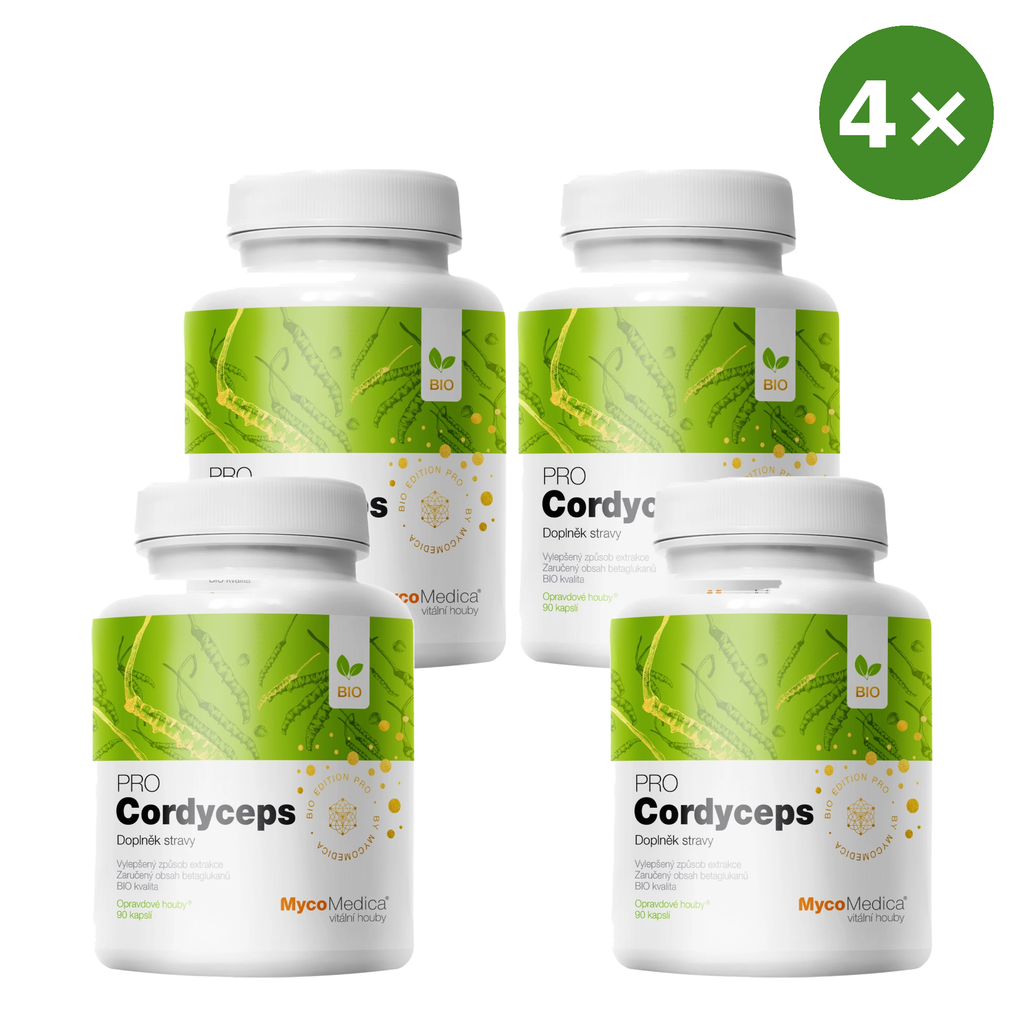 Cordyceps PRO MycoMedica set 4× 90 kapsúl, spolu 360 kapsúl